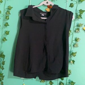 Black polyester shirt with sheer back